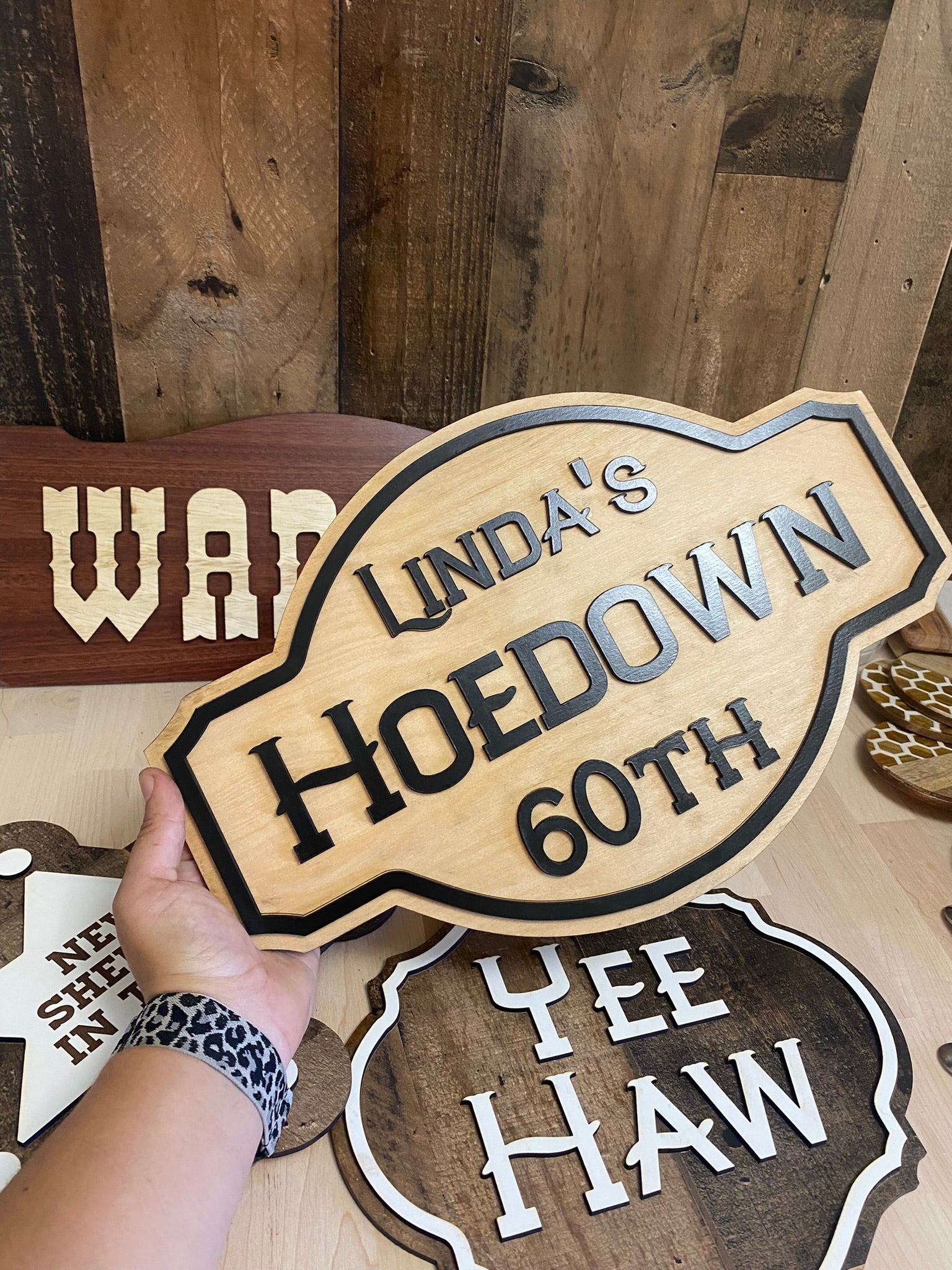 Dual Layer Wooden Laser Cut Signs